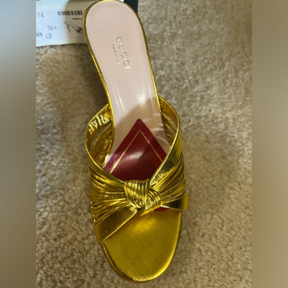 New! Gucci gold Crawford sandal slides - 6.5 - Picture 3 of 6